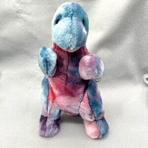 Vintage TY Beanie Buddies Rex Dinosaur Tie Dye Blue Red Plush Stuffed Animal 12"